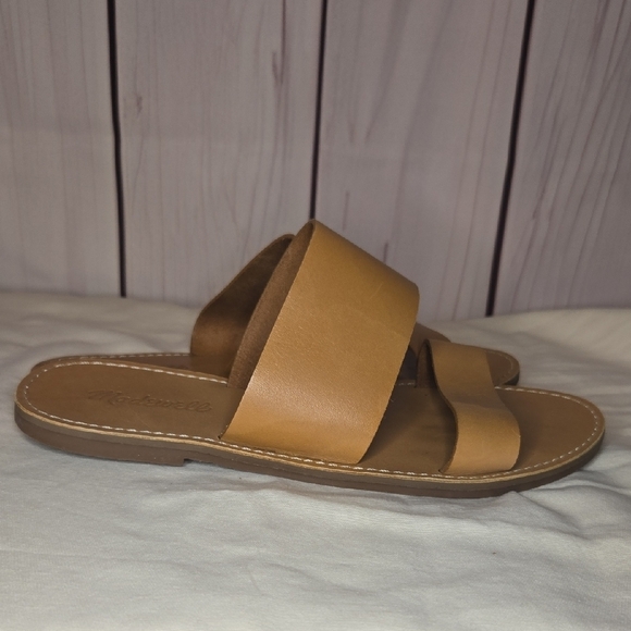 Madewell Tan Leather "The Boardwalk" Double Strap Sandals Size 8.5 - Picture 7 of 8